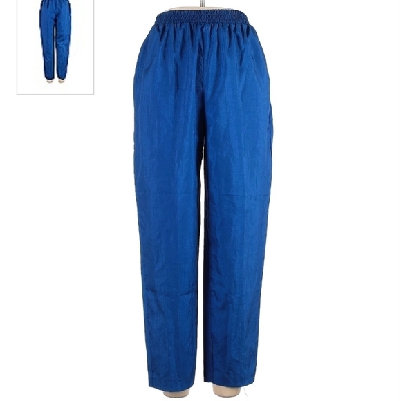 Vintage Saint Germain Paris Blue Pants Straight Leg Elastic Waist Women's Large - Picture 1 of 7